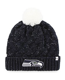 Women's College Navy Seattle Seahawks Fiona Logo Cuffed Knit Hat with Pom