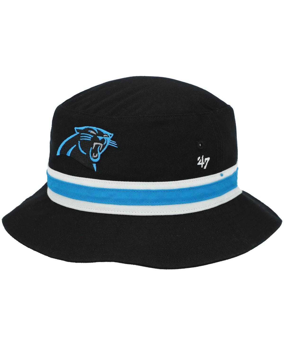 47 Brand Men's Black Carolina Panthers Striped Bucket Hat
