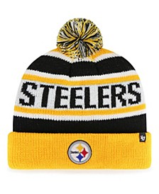 Youth Boys Black and Gold Pittsburgh Steelers Hangtime Cuffed Knit Hat with Pom