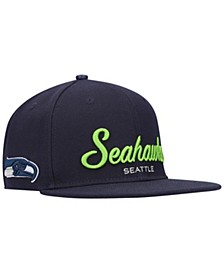 Men's College Navy Seattle Seahawks Script Wordmark Snapback Hat
