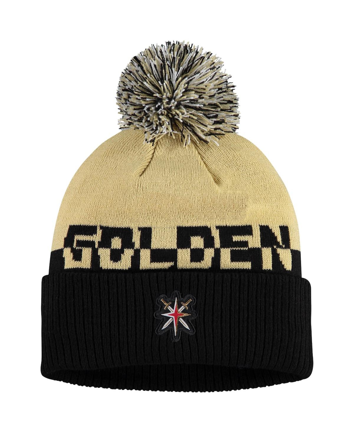 Shop Adidas Originals Men's Gold, Black Vegas Golden Knights Cold.rdy Cuffed Knit Hat With Pom In Gold,black