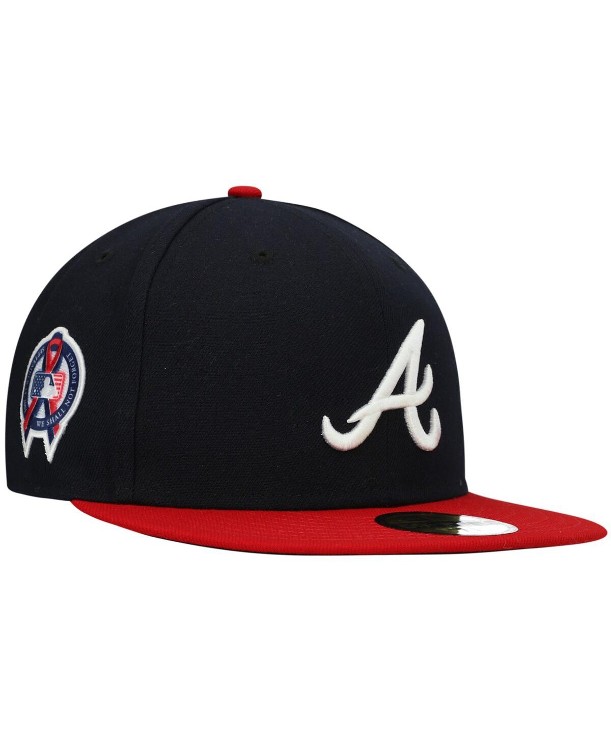 New Era Men's Navy/red Atlanta Braves National Baseball Hall Of Fame Low Profile 59fifty Fitted Hat In Navy