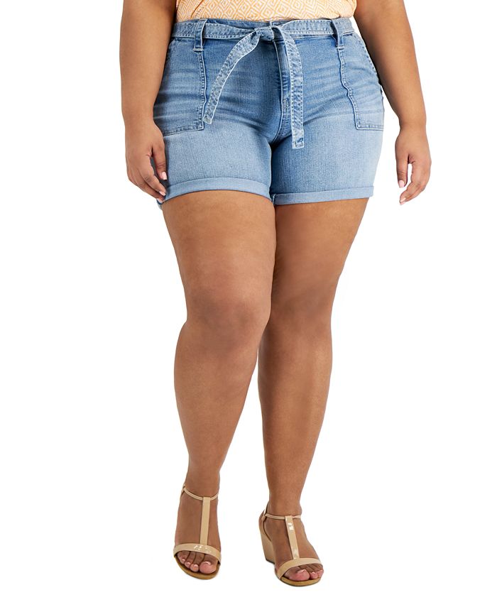 Style & Co Plus Denim Utility Shorts, Created for Macy's Macy's