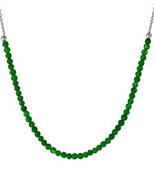 Green Agate Beaded Collar Necklace in Sterling Silver, 16" + 2" extender, (Also in Rose Quartz, Jasper, & Red Jasper), Created for Macy's