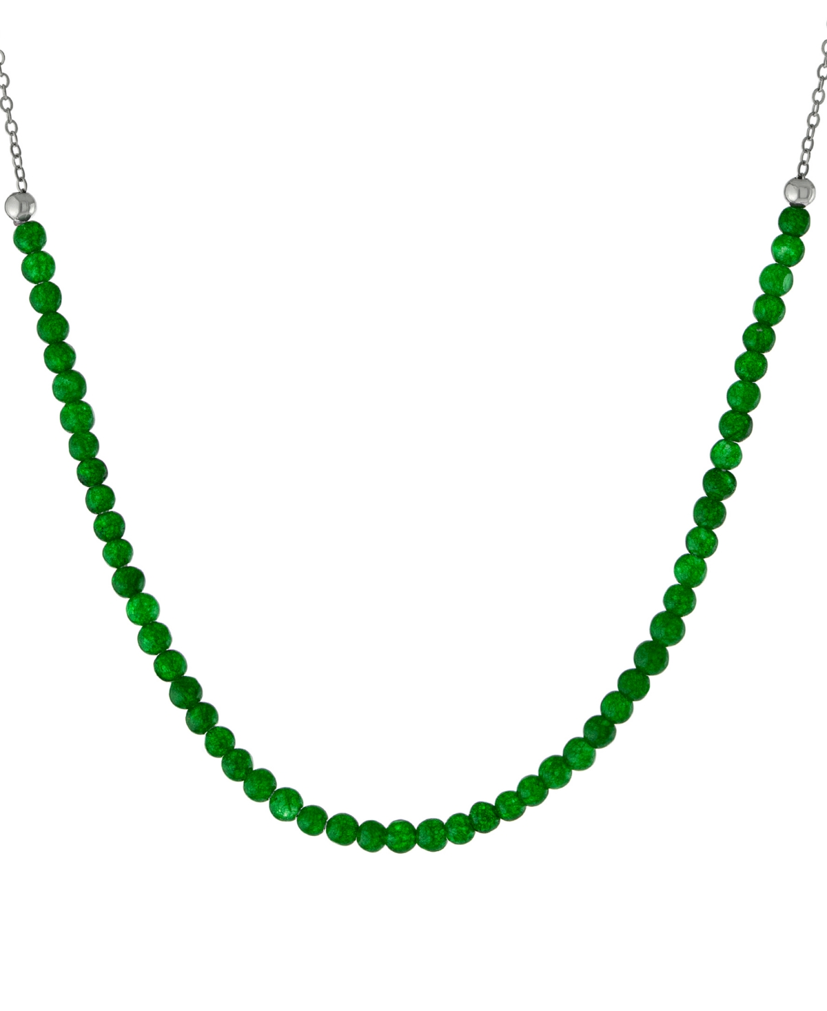 Giani Bernini Green Agate Beaded Collar Necklace In Sterling Silver, 16" + 2" Extender, (also In Rose Quartz, Jasp