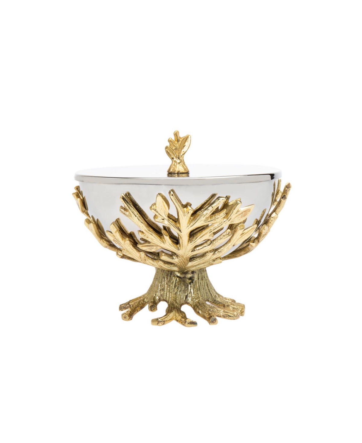 Branch Stand with Covered Bowl Set, 2 Piece - Gold-Tone