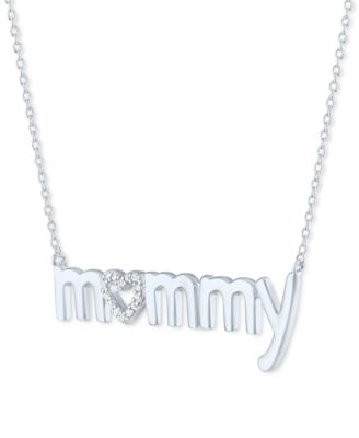 Diamond Mommy 18" Pendant Necklace (1/10 ct. t.w.) in Sterling Silver
