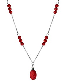 Rose Quartz Bead 18" Pendant Necklace (5 ct. t.w.) in Sterling Silver (Also in Turquoise, Sodolite, Amethyst & Red Jasper), Created for Macy's