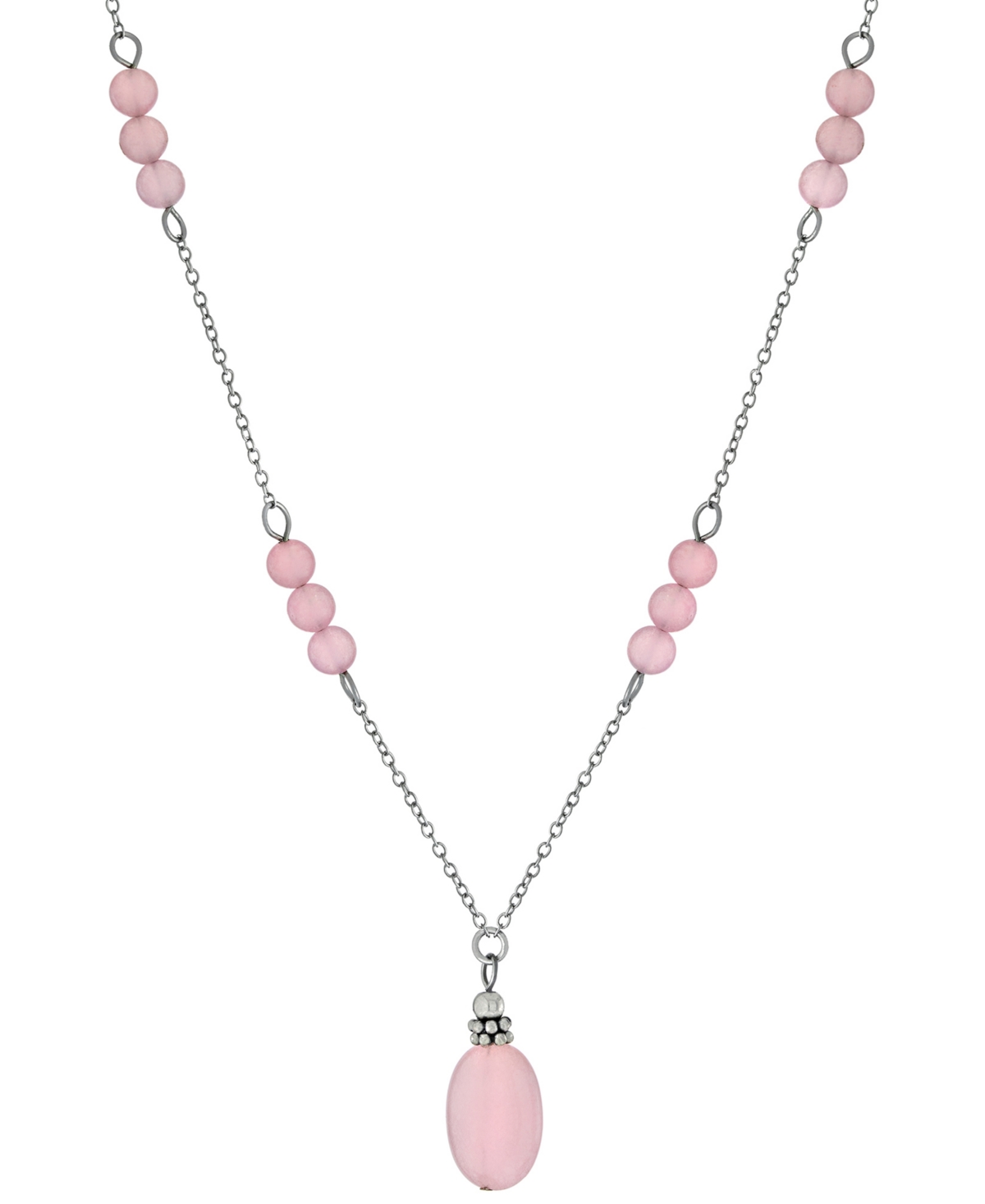 Giani Bernini Rose Quartz Bead 18" Pendant Necklace (5 Ct. T.w.) In Sterling Silver (also In Turquoise, Sodolite, In Rose Quartz