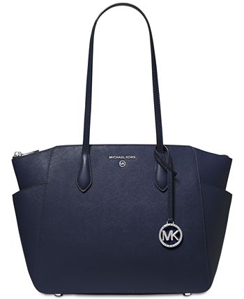 Michael Kors Blue Designer Handbag Tote Bag Silver Hardware