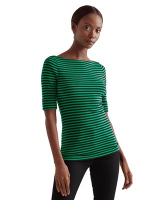 Women's Striped Boat Neck Top