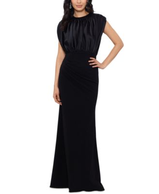 Betsy & Adam Satin Sarong Crepe Dress in Navy, Size 2 New w/Tag Retail $199 main image 1