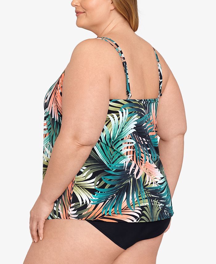 Swim Solutions Plus Size Tummy Control Handkerchief One Piece Fauxkini Swimsuit Created For 