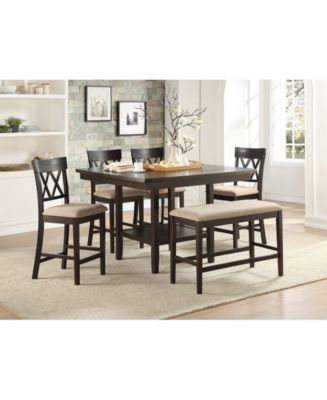 Birm 6pc Dining Set (Counter Height Table, 4 Double Cross Back Side ...