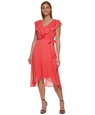 Robe Nygard Rose Corail Avec Volants - Taille 12 - Occasion Très Bon état