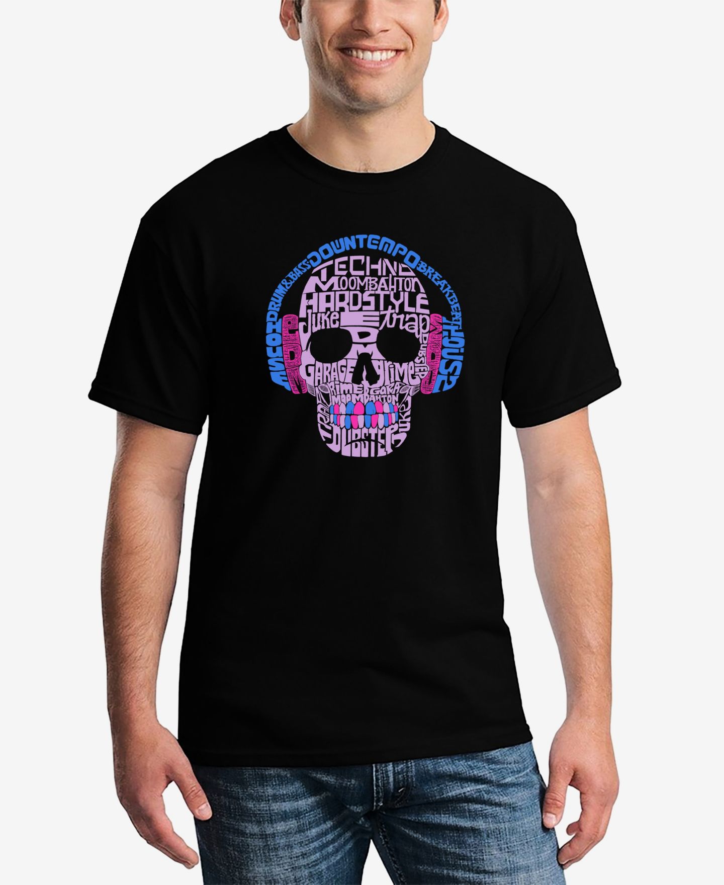 Мужская футболка LA Pop Art Word Art Styles of Edm Music, цвет: Чёрный — фото 1