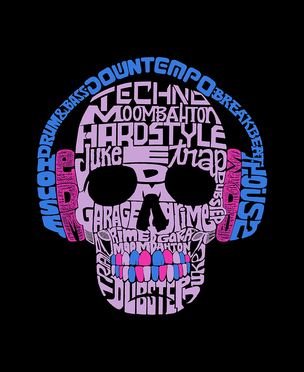 Men's Word Art Long Sleeve Styles of Edm Music T-shirt