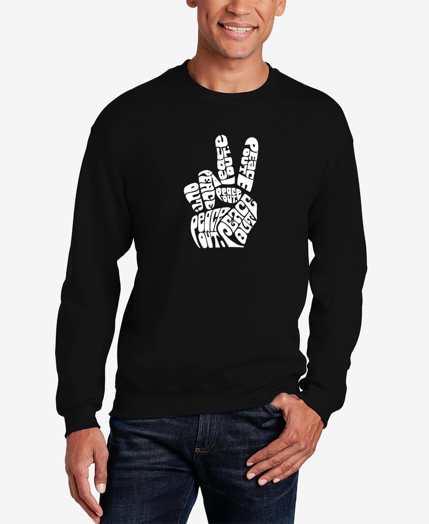 Мужская толстовка LA Pop Art Word Art Peace Out Crewneck, цвет: Чёрный — фото 1