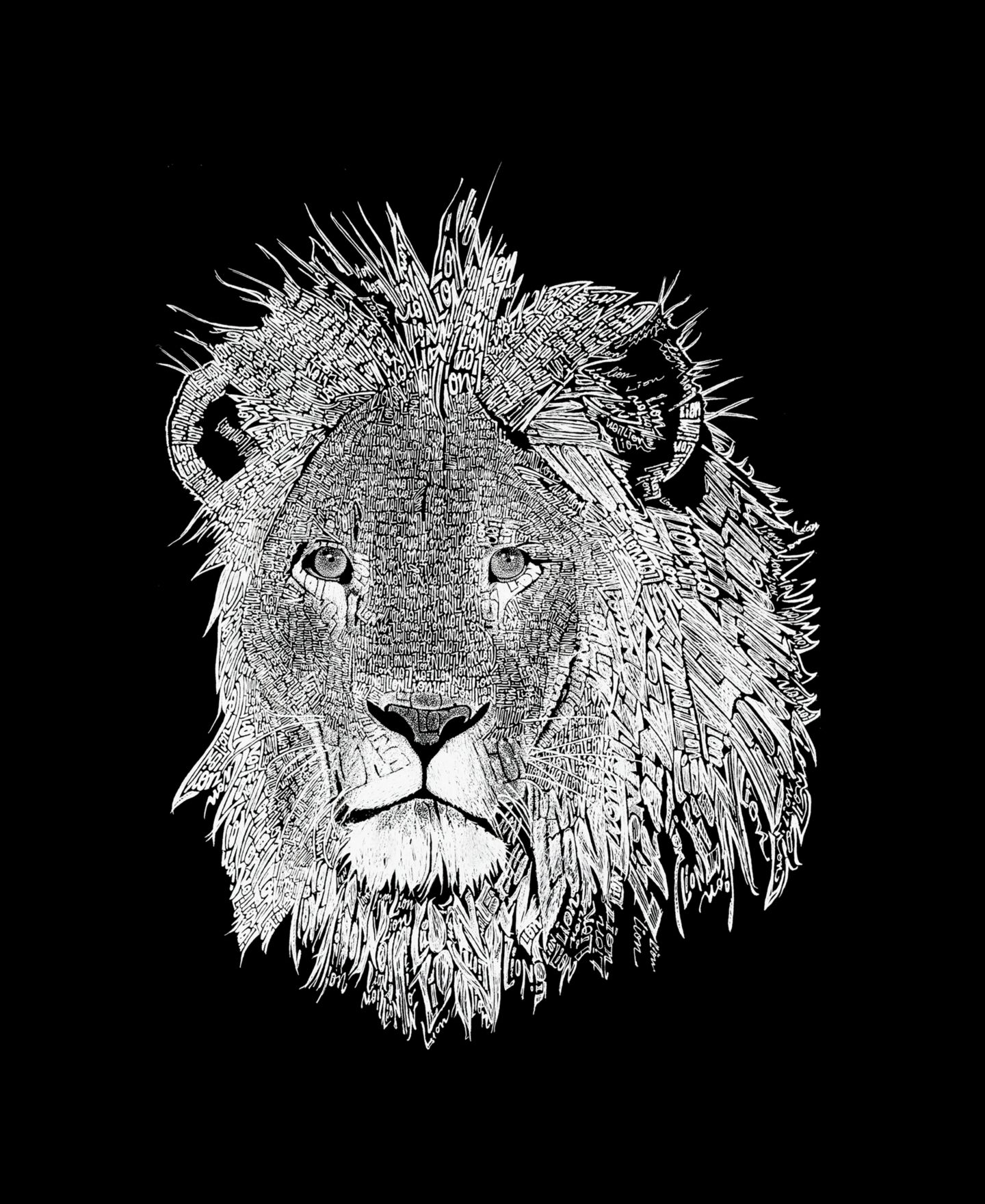 Мужская футболка LA Pop Art Word Art Lion, цвет: Чёрный — фото 3