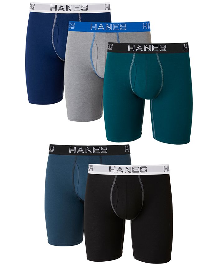 Hanes Men's 5-Pk. Ultimate® Stretch Longer Leg Boxer Briefs - Macy's