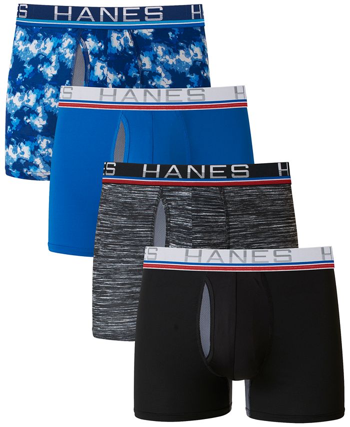 Hanes Sport Total Support Pouch Men's Boxer Brief Underwear, X-Temp, Black,  4-Pack