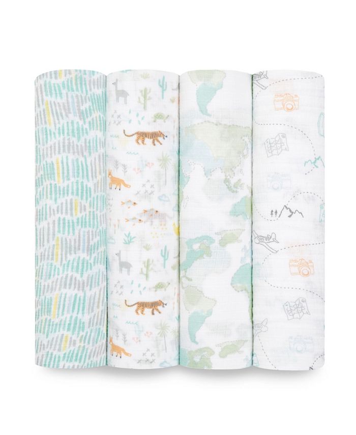 aden by aden + anais Baby Boys or Baby Girls Swaddle Blankets, Pack of
