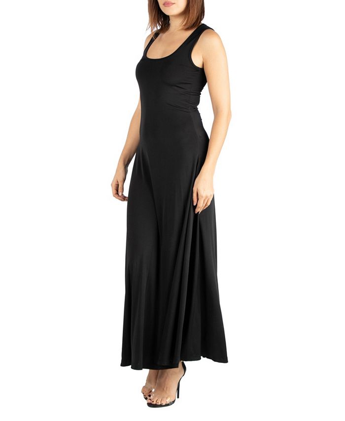 24seven Comfort Apparel Women's Slim Fit A-Line Sleeveless Maxi Dress ...