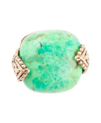 Ornate Bronze and Genuine Lime Turquoise Rings