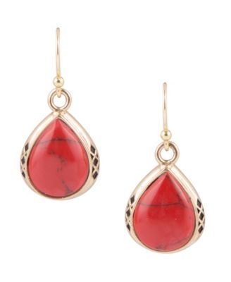 Barse Wildfire Bronze and Genuine Red Howlite Drop Earrings - Macy's