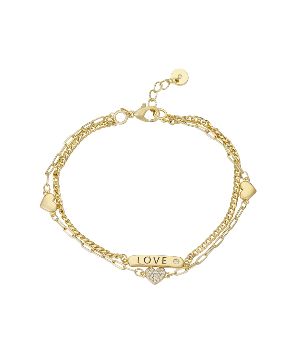 Unwritten 14k Gold Flash Plated Cubic Zirconia Love Double Strand Bracelet In Gold-tone