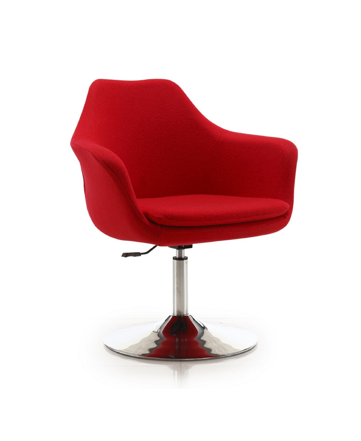 Manhattan Comfort Kinsey Adjustable Height Swivel Accent Chair In Red/polished Chrome