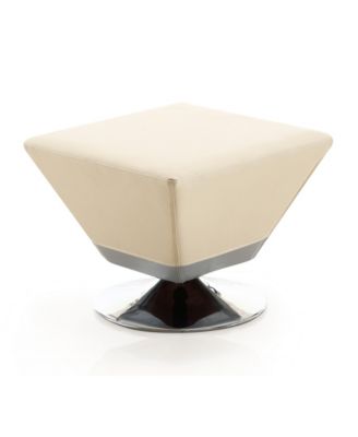 Diamond Leatherette Upholstered Swivel Ottoman