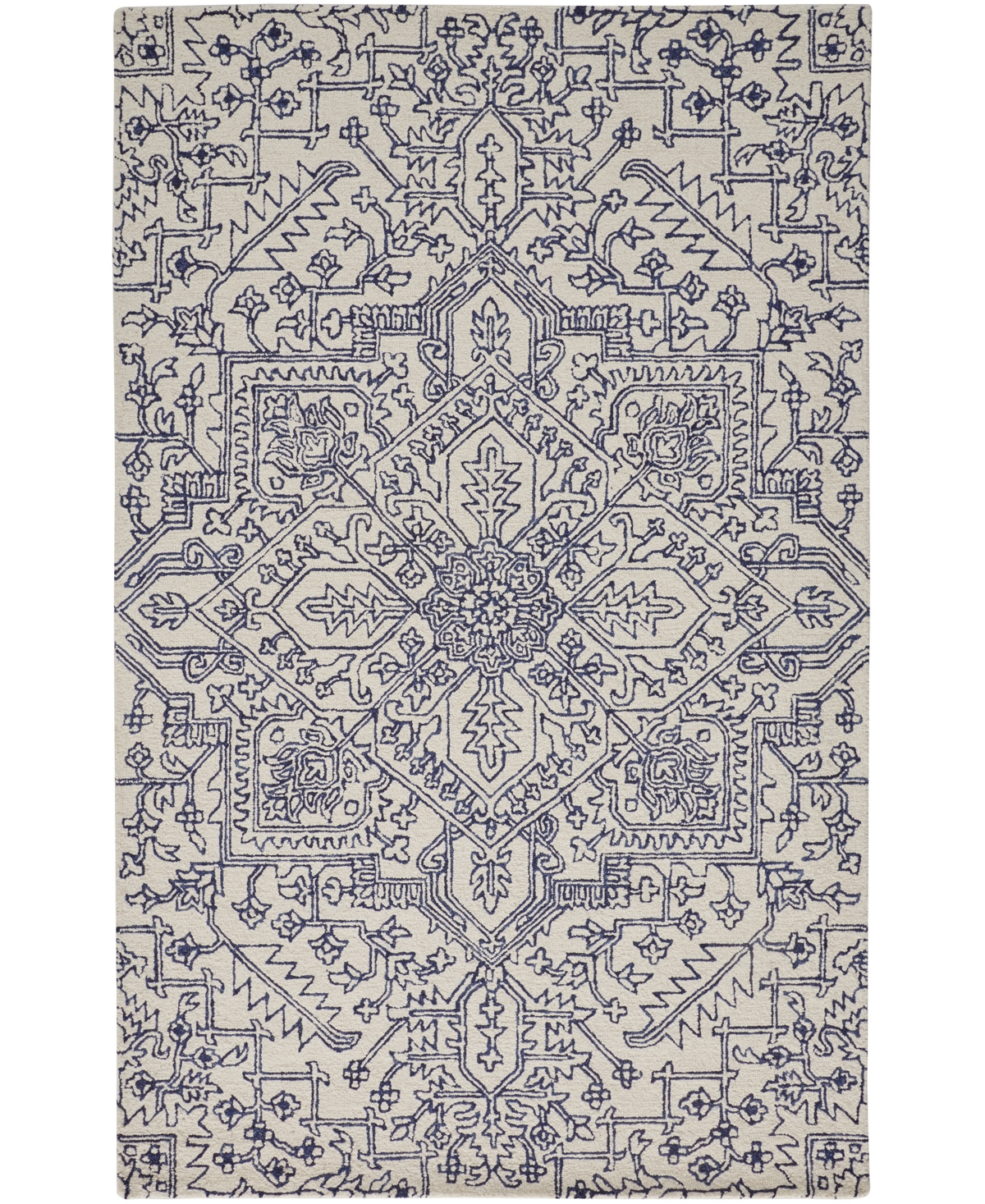Simply Woven Belfort R8778 5' X 8' Area Rug In Ivory,blue