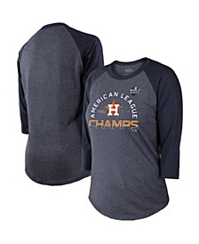 Women's Threads Navy Houston Astros 2019 American League Champions Locker Room Tri-Blend 3/4 Sleeve Raglan T-shirt