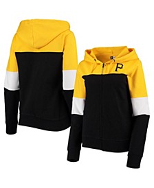 Women's Black Pittsburgh Pirates Colorblock French Terry Full-Zip Hoodie