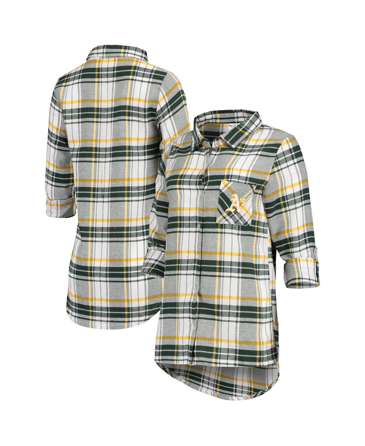 Shop Concepts Sport Women's  Green, Gold Oakland Athletics Accolade Flannel Nightshirt In Green,gold