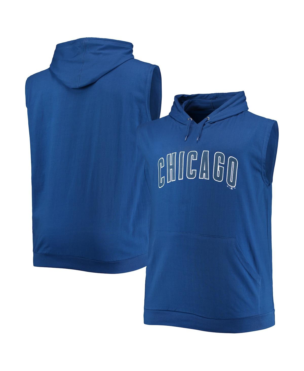 Profile Men's Royal Chicago Cubs Jersey Muscle Sleeveless Pullover Hoodie