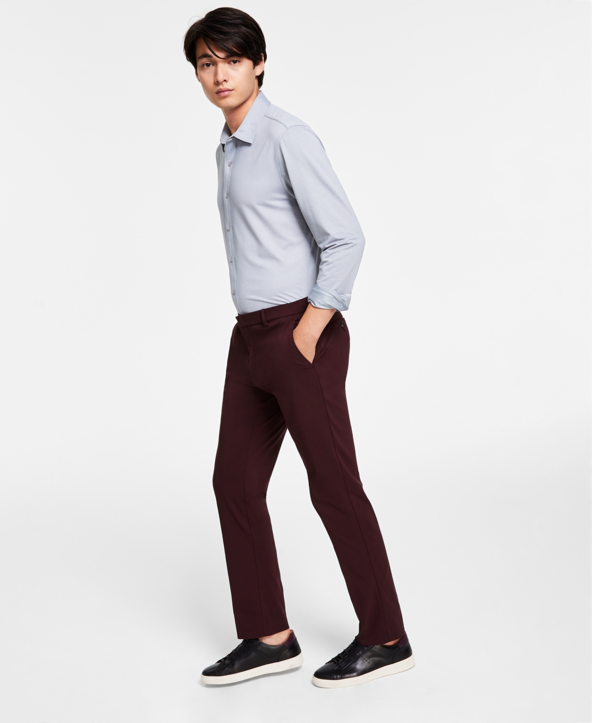 Tommy Men's Modern-fit Th Flex Stretch Comfort Solid Performance Pants In Burgundy | ModeSens
