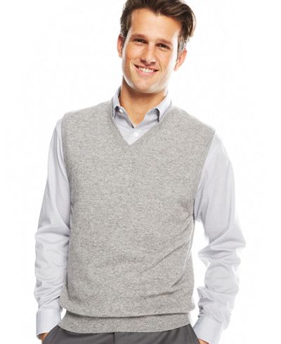 Club Room Men's Big and Tall Cashmere Solid Sweater Vest - Sweaters ...