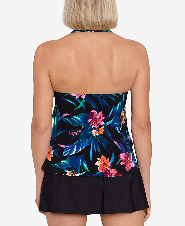 Swim Solutions Women's Halter Triple Tier Tankini Top & Swim Skirt