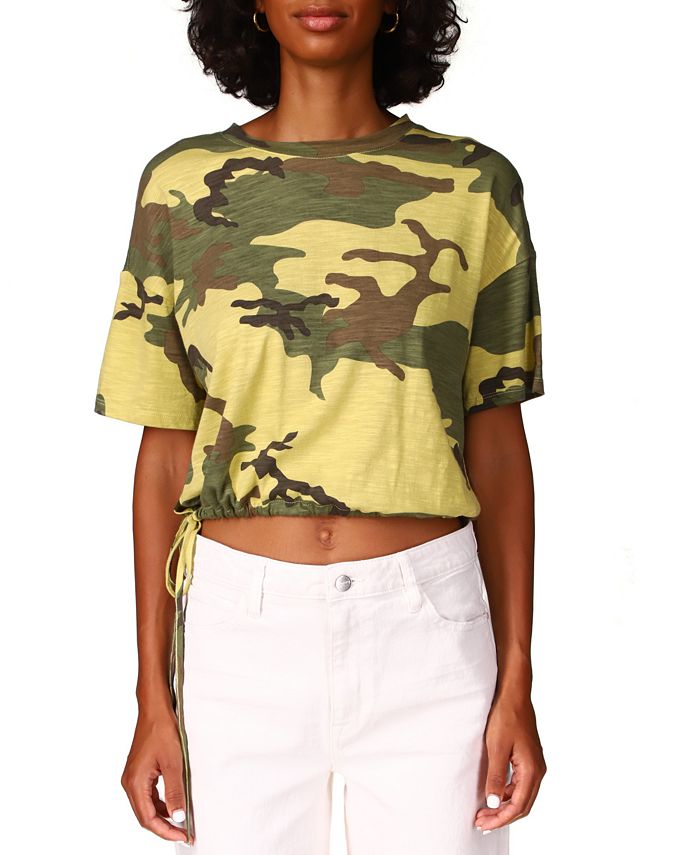 Camo print deals drawstring crop sweatshirt
