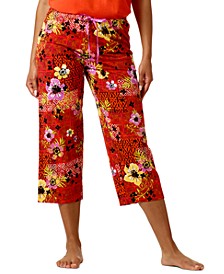 Women's Floral Mosaic-Print Capri Pajama Pants