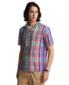 Men's Classic-Fit Plaid Seersucker Camp Shirt