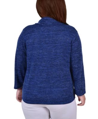 Plus Size Long Sleeve Crossover Top with Grommets