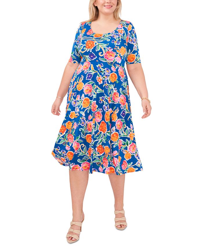 Msk Plus Size Floral Print Midi Dress Macys 