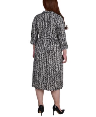 Plus Size Printed Shirt Dress