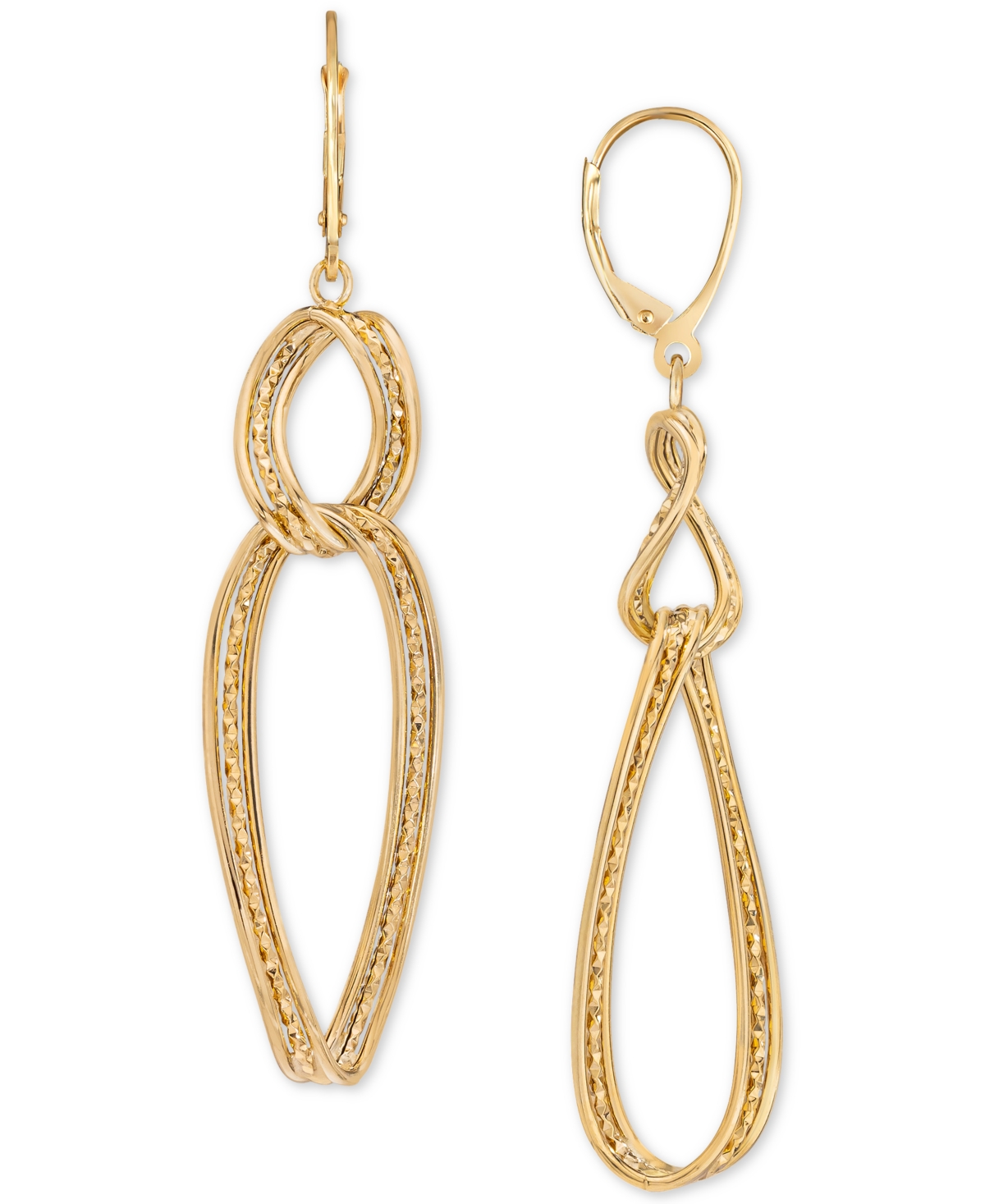 Triple-Row Twist Double Drop Earrings in 10k Gold - K Yellow Gold