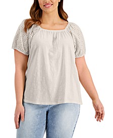 Plus Size Cotton On Off Shoulder Top, Created for Macy's