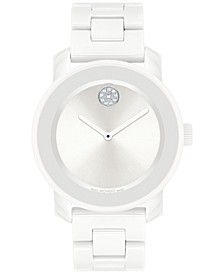 Women's Swiss Bold White Ceramic & Stainless Steel Bracelet Watch 36mm