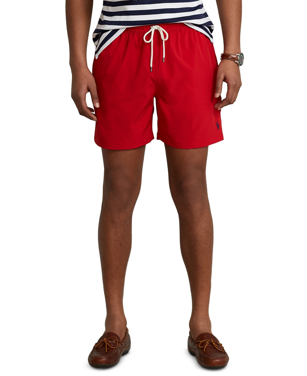 Shop Polo Ralph Lauren Men's 5-3/4-inch Traveler Classic Swim Trunks In Red